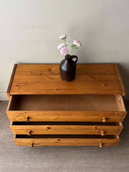 Small Swedish pine 3 drawer dresser