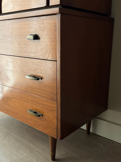Walnut tallboy dresser