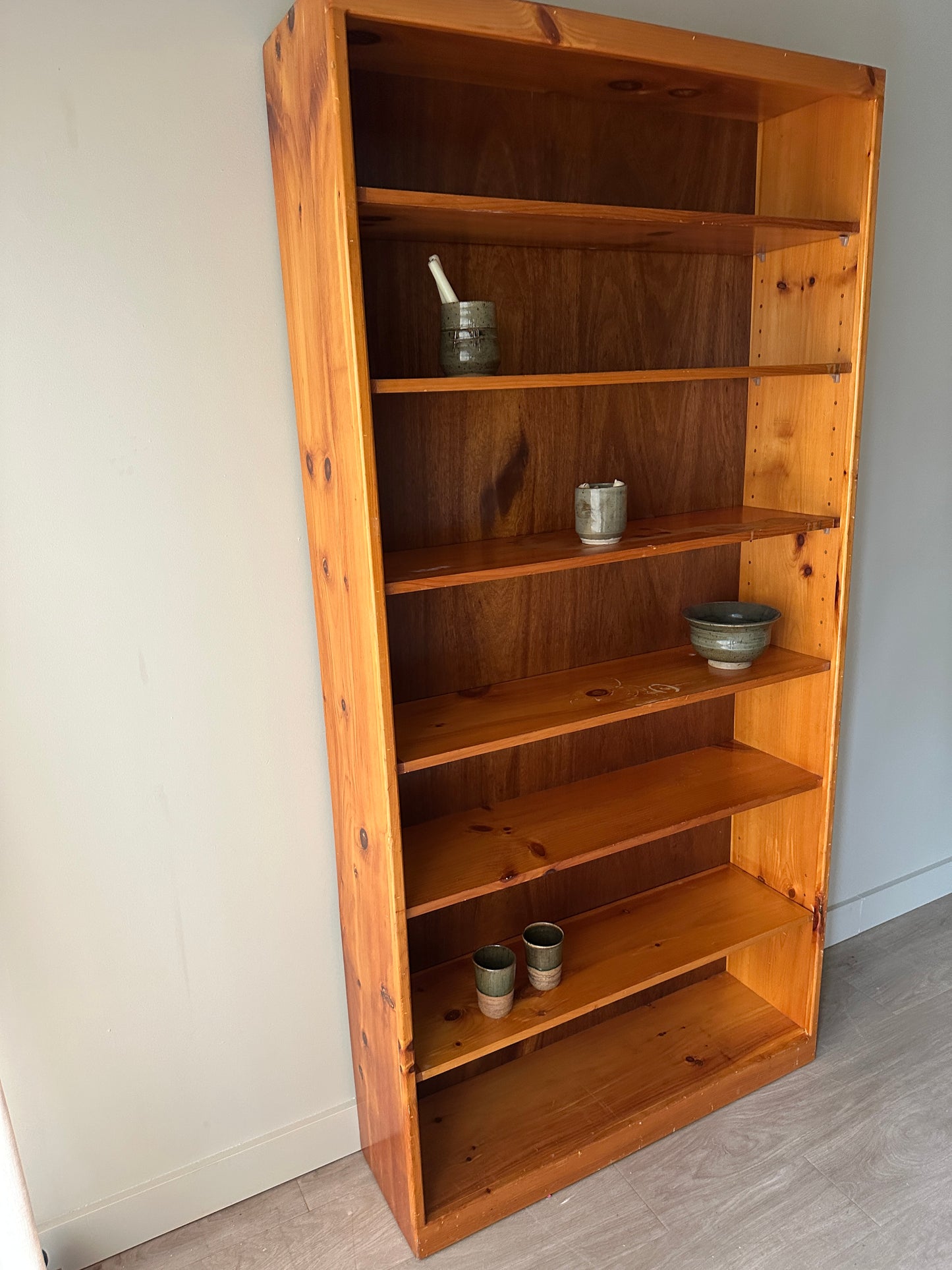 Tall pine bookcase