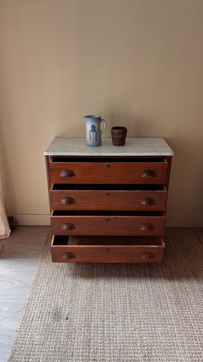 Marble top pine dresser