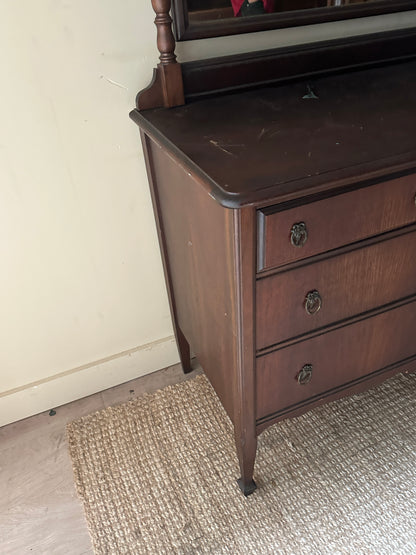 Walnut Depression Dresser with mirror