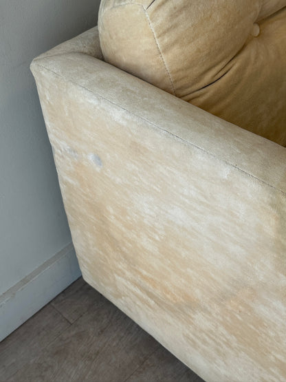 Velvet pale yellow couch