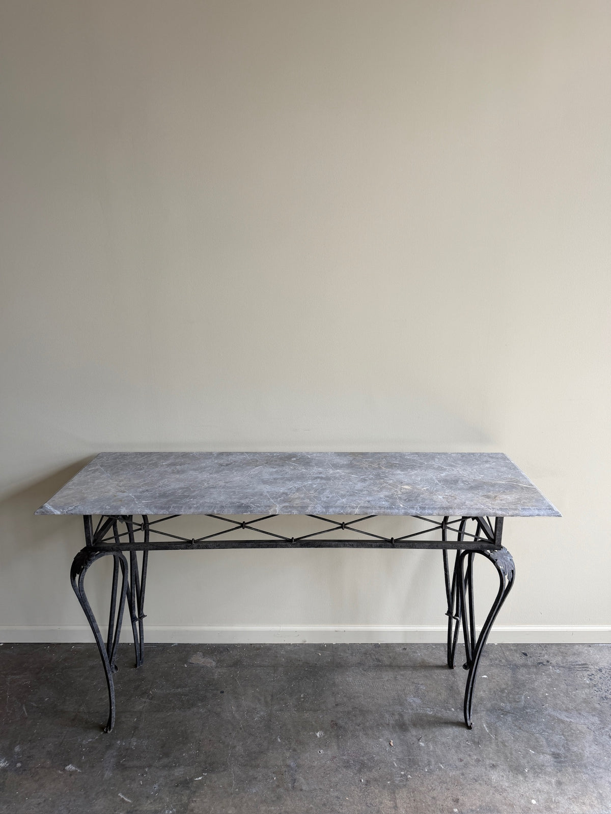 Marble top iron console table