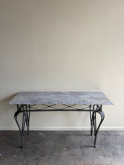 Marble top iron console table
