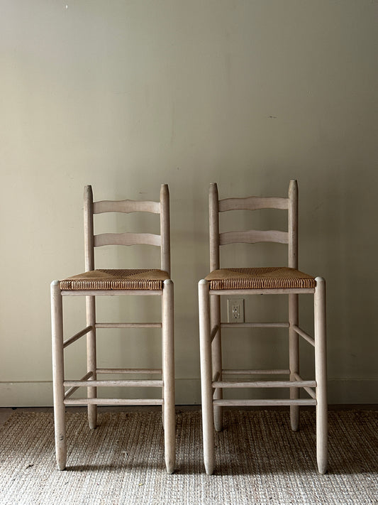Rush bar stools. Sold as a pair.
