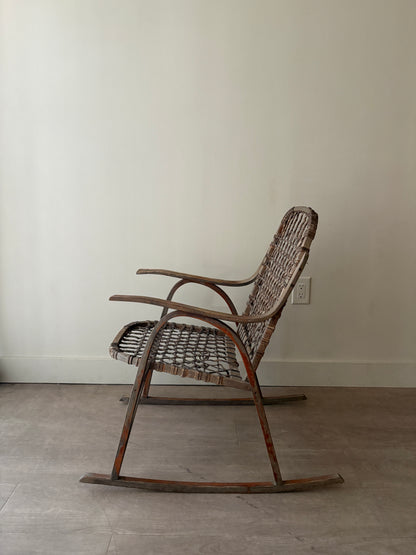Bentwood rawhide ice fishing rocking chair