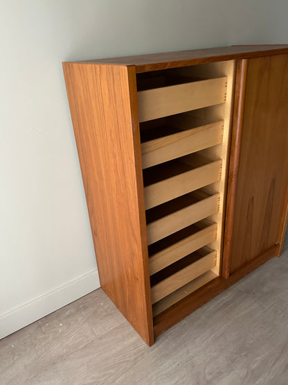 Danish teak one door cabinet. As is.