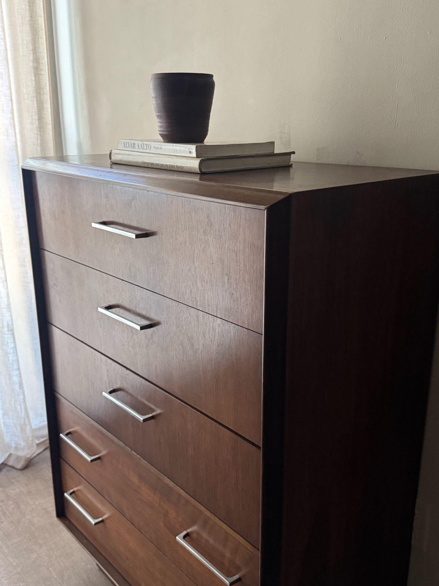 Lane walnut tallboy dresser