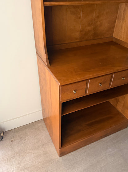 Narrow maple two piece hutch