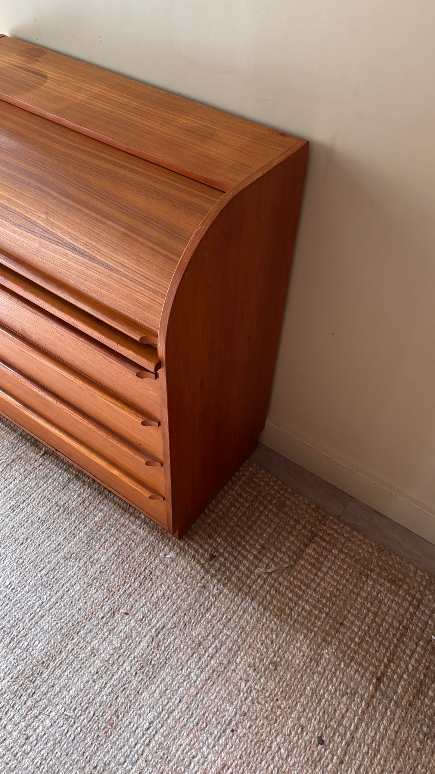 Teak roll top desk