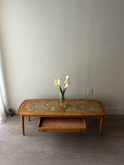 Tomlinson granite top oak coffee table