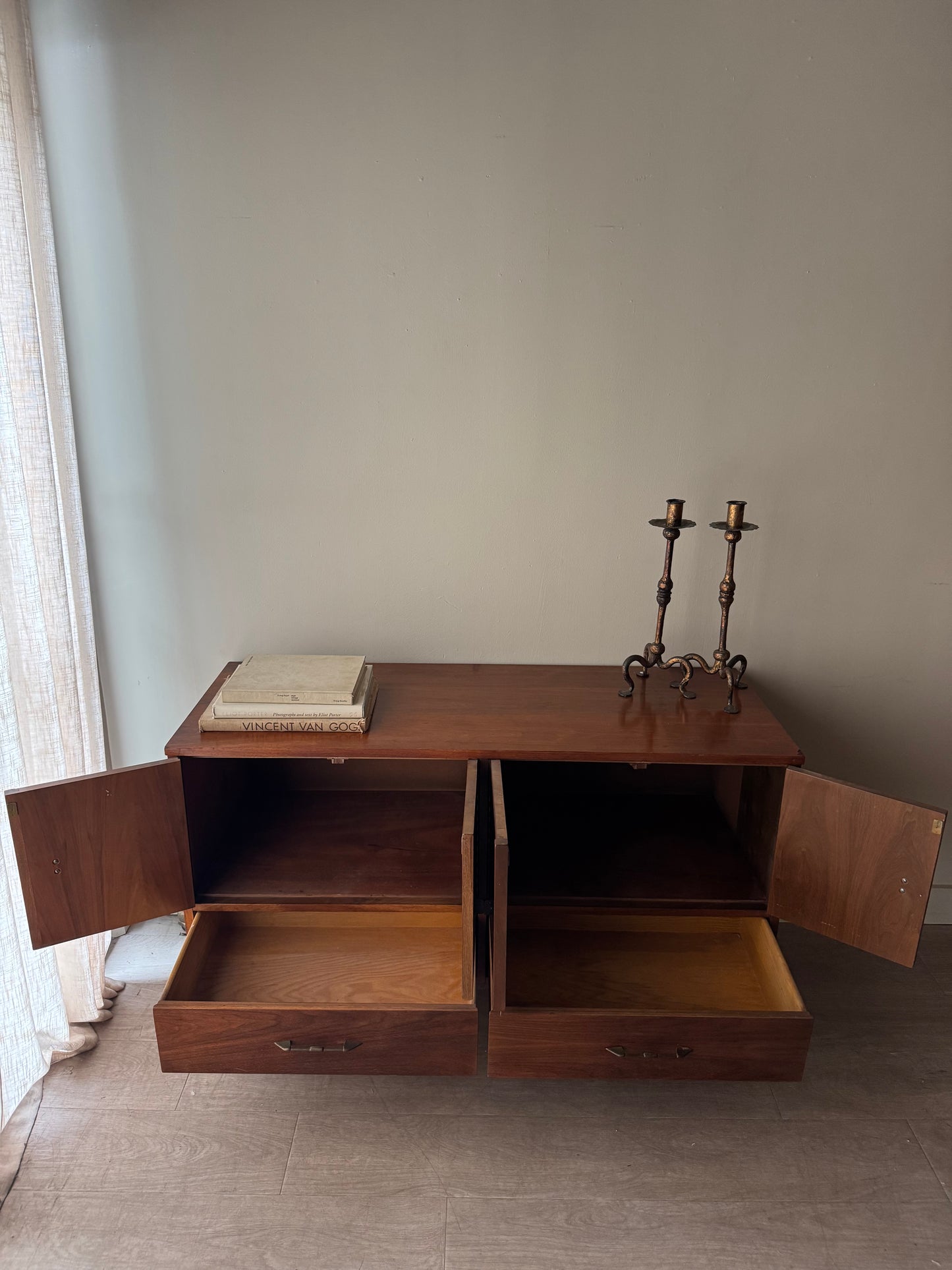 Walnut Slatted Credenza