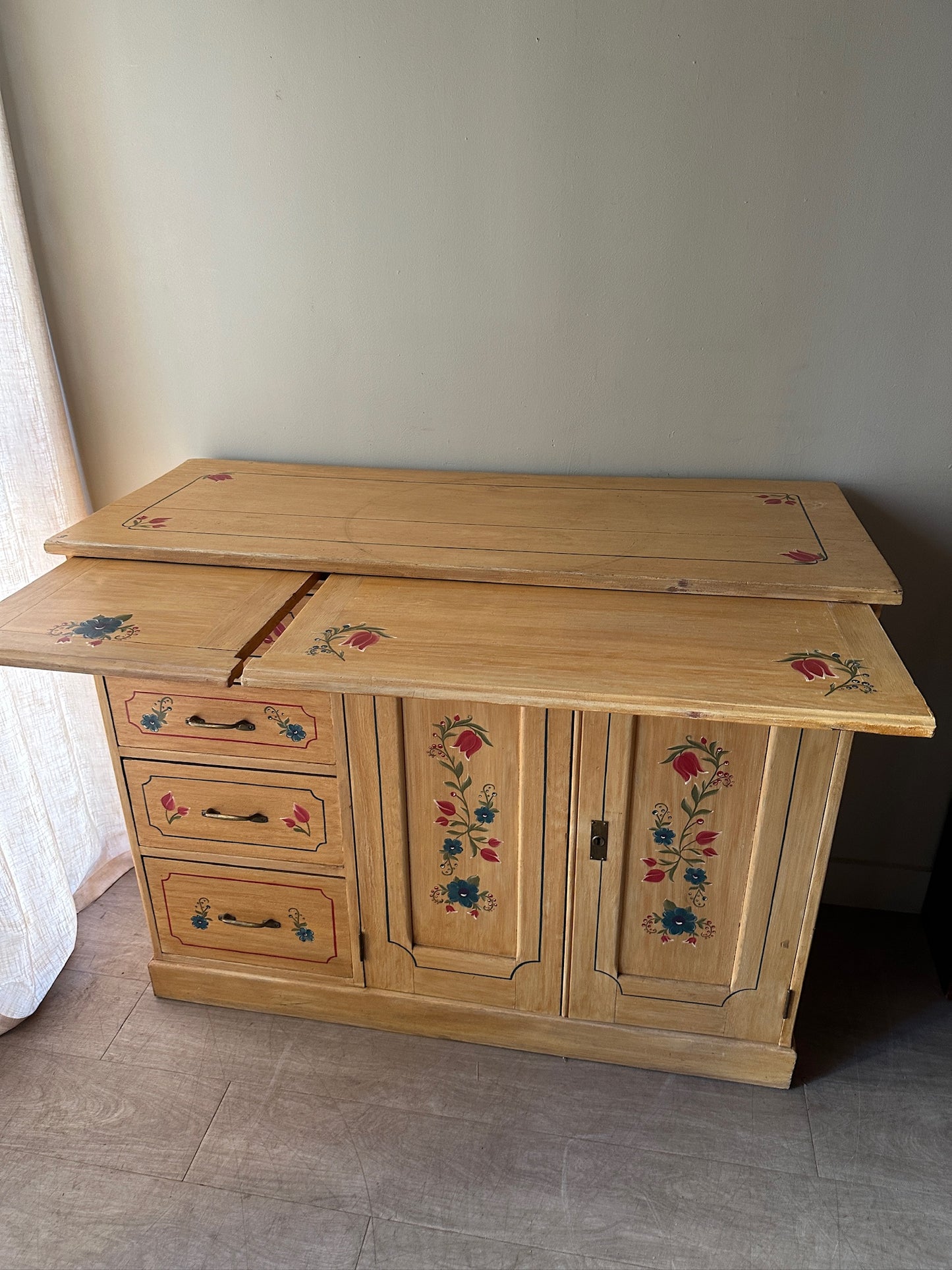 Swiss hand painted folk cabinet