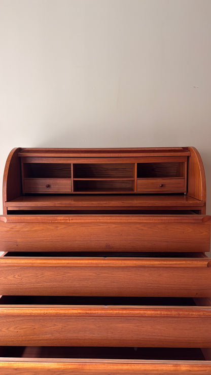 Teak roll top desk