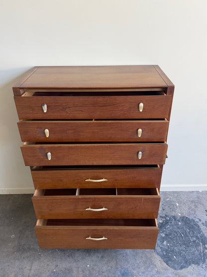 Drexel walnut tallboy dresser