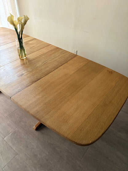 Danish oak trestle dining table with extensions