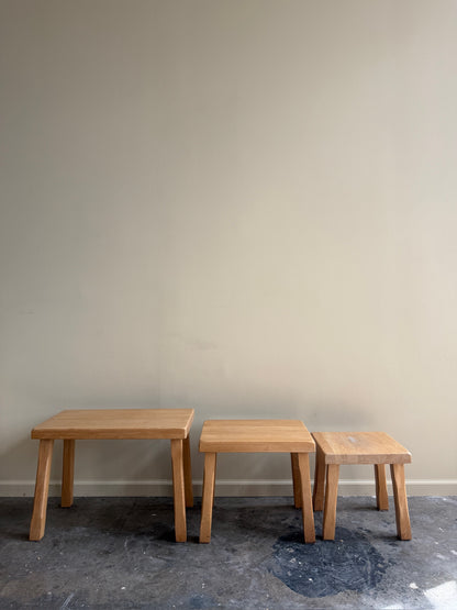 Dutch Brutalist oak nesting tables