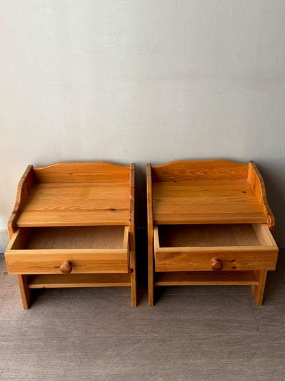 Pair of Scandinavian pine nightstands
