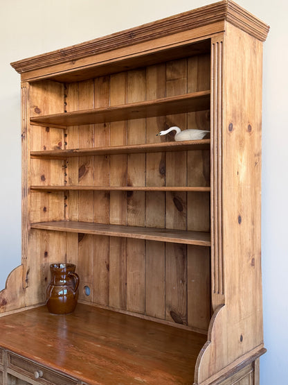 Scandinavian Pine Two Piece Desk with bookcase