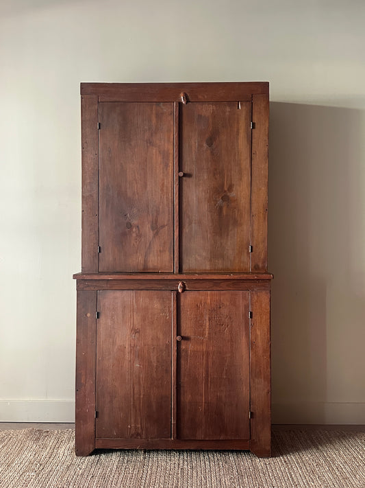 19th c. pine stepback cupboard