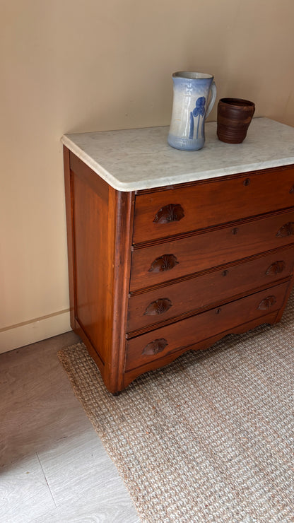 Marble top pine dresser
