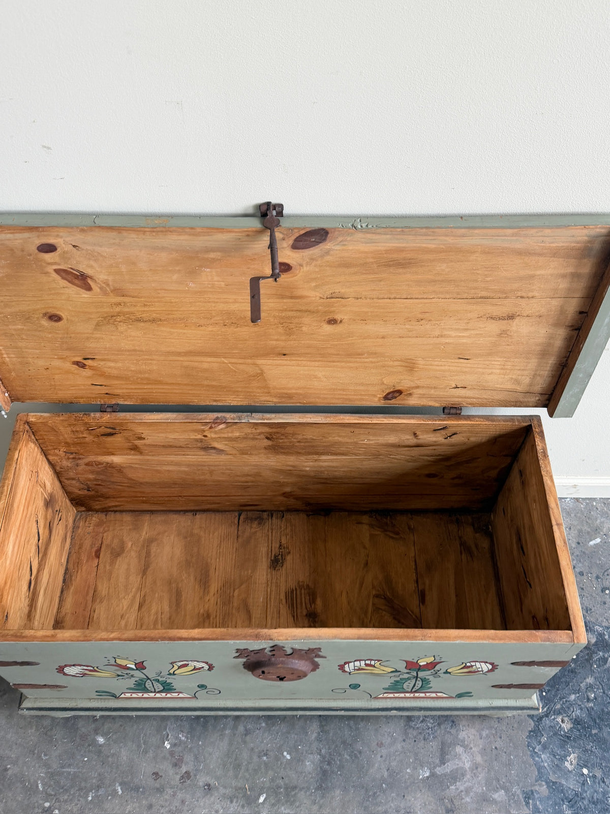 Painted pine chest