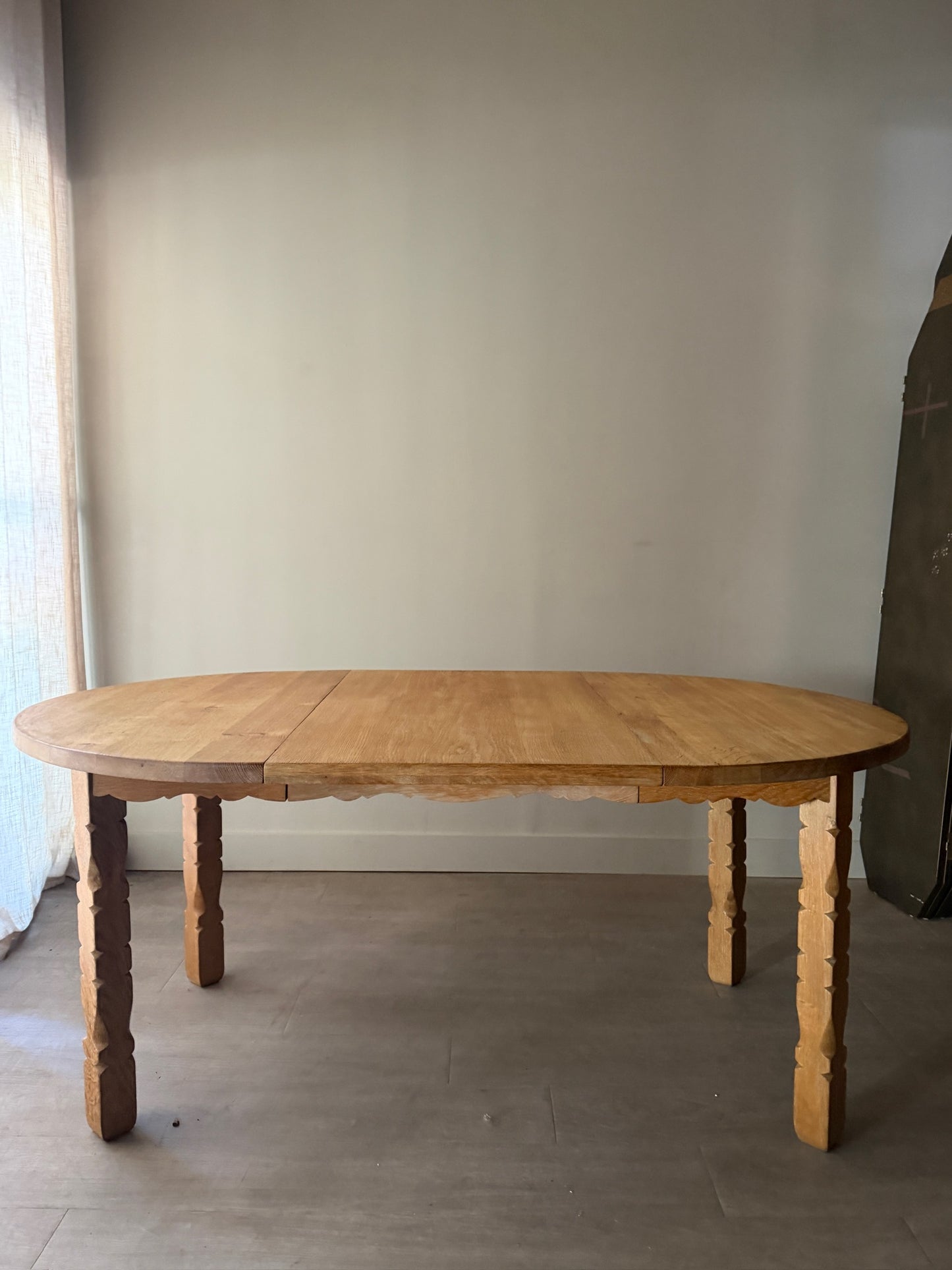 Danish oak dining table with extension
