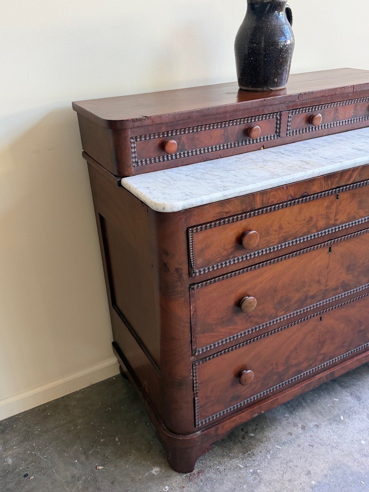 Empire marble top mahogany dresser