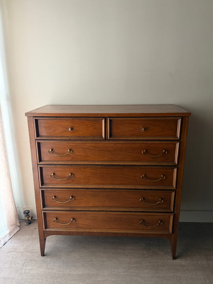 Bassett walnut tallboy dresser