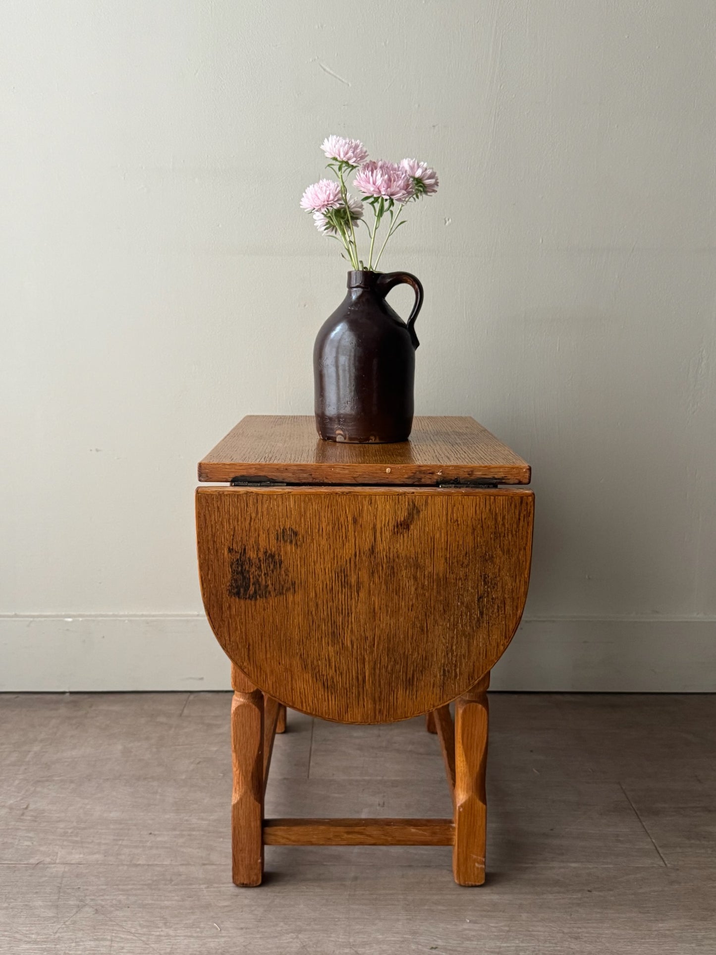 Danish oak drop leaf side table