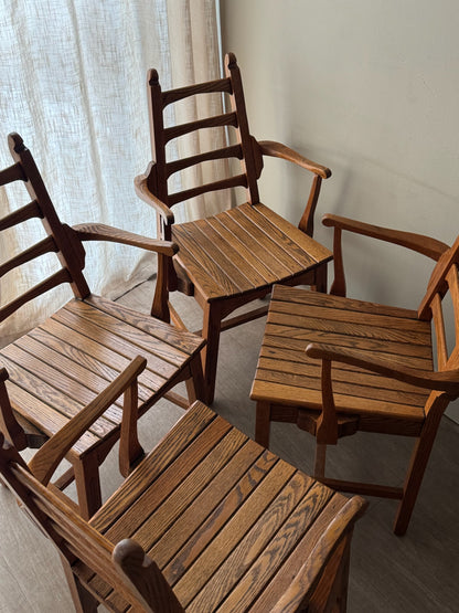 Scandinavian oak dining chairs. Sold in pairs.