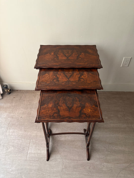 Edwardian walnut nesting tables