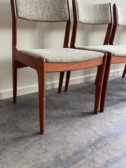 Scandinavian teak upholstered chairs. Sold in pairs.