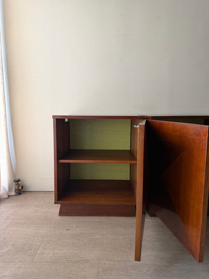 2 walnut diamond panel nightstands. Sold individually.