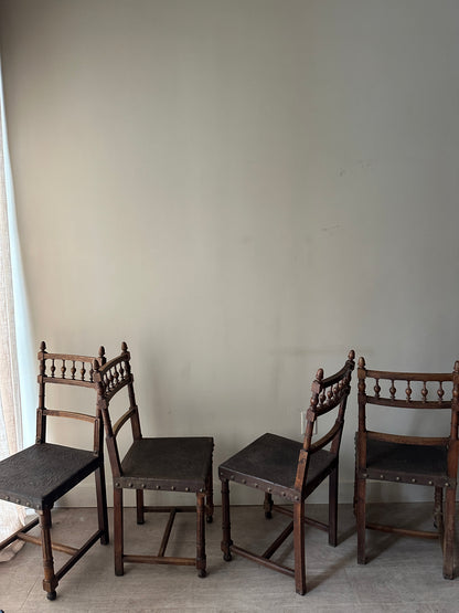 Embossed leather chairs. Sets of 2.