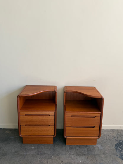 Sun Cabinet Co. teak nightstands. Sold as a pair.