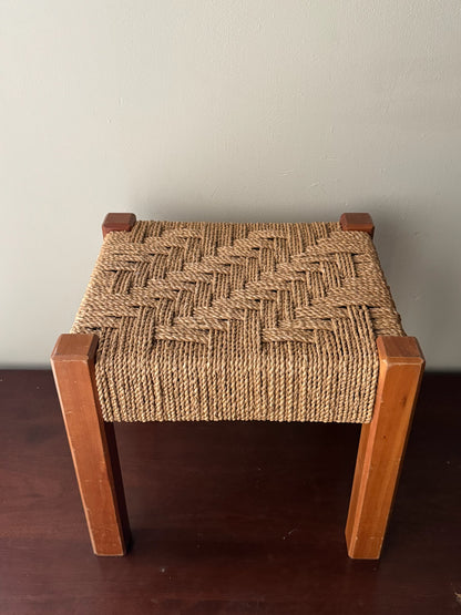 Teak & twisted cord stool