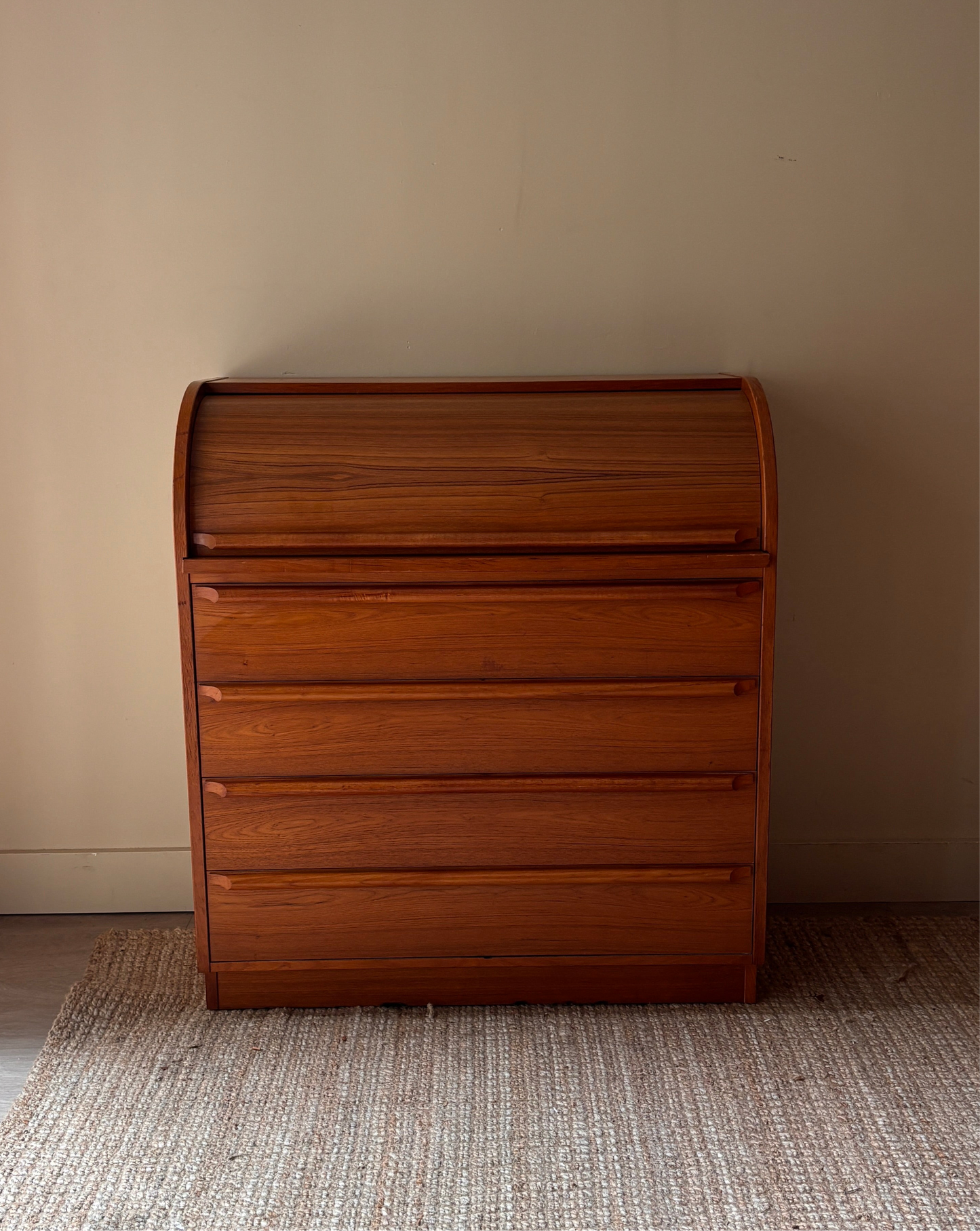Teak roll top desk