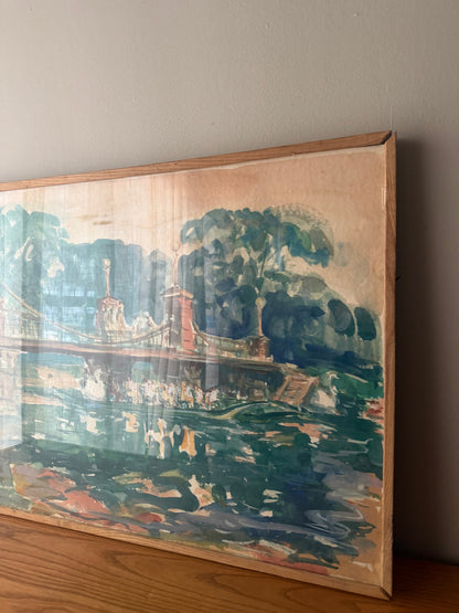 Boston Public Gardens bridge by James R. Pascucci (1928–2015). Signed.