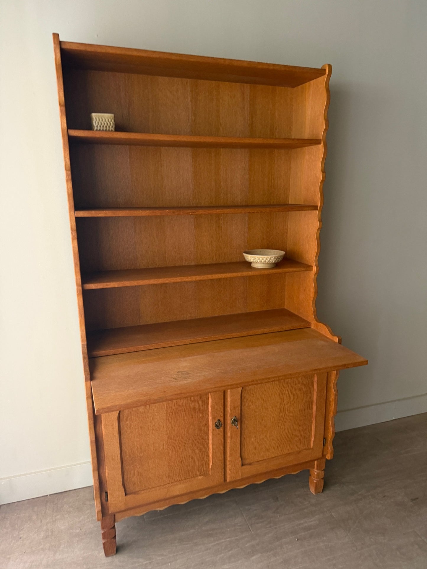 Danish oak secretary hutch