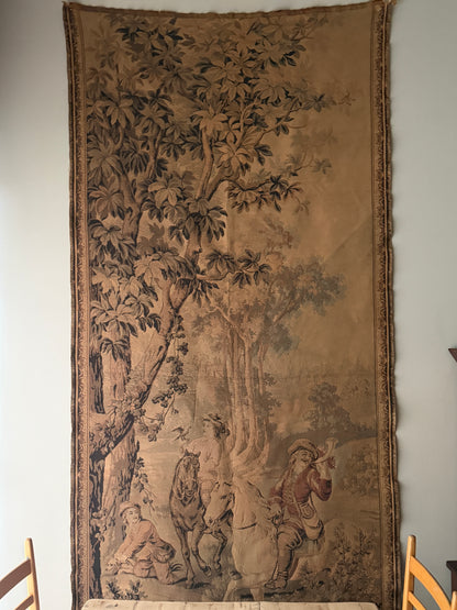 French or Belgian tapestry with pastoral hunt scene