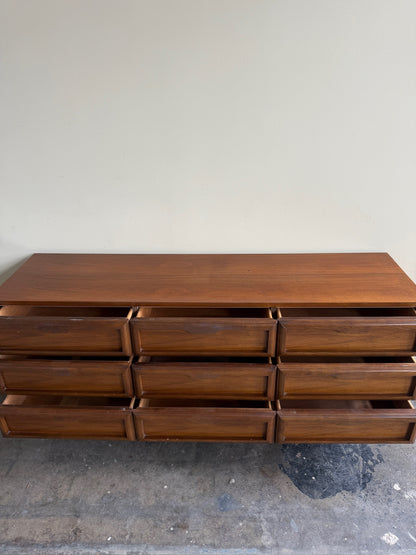 Bassett walnut 9 drawer dresser