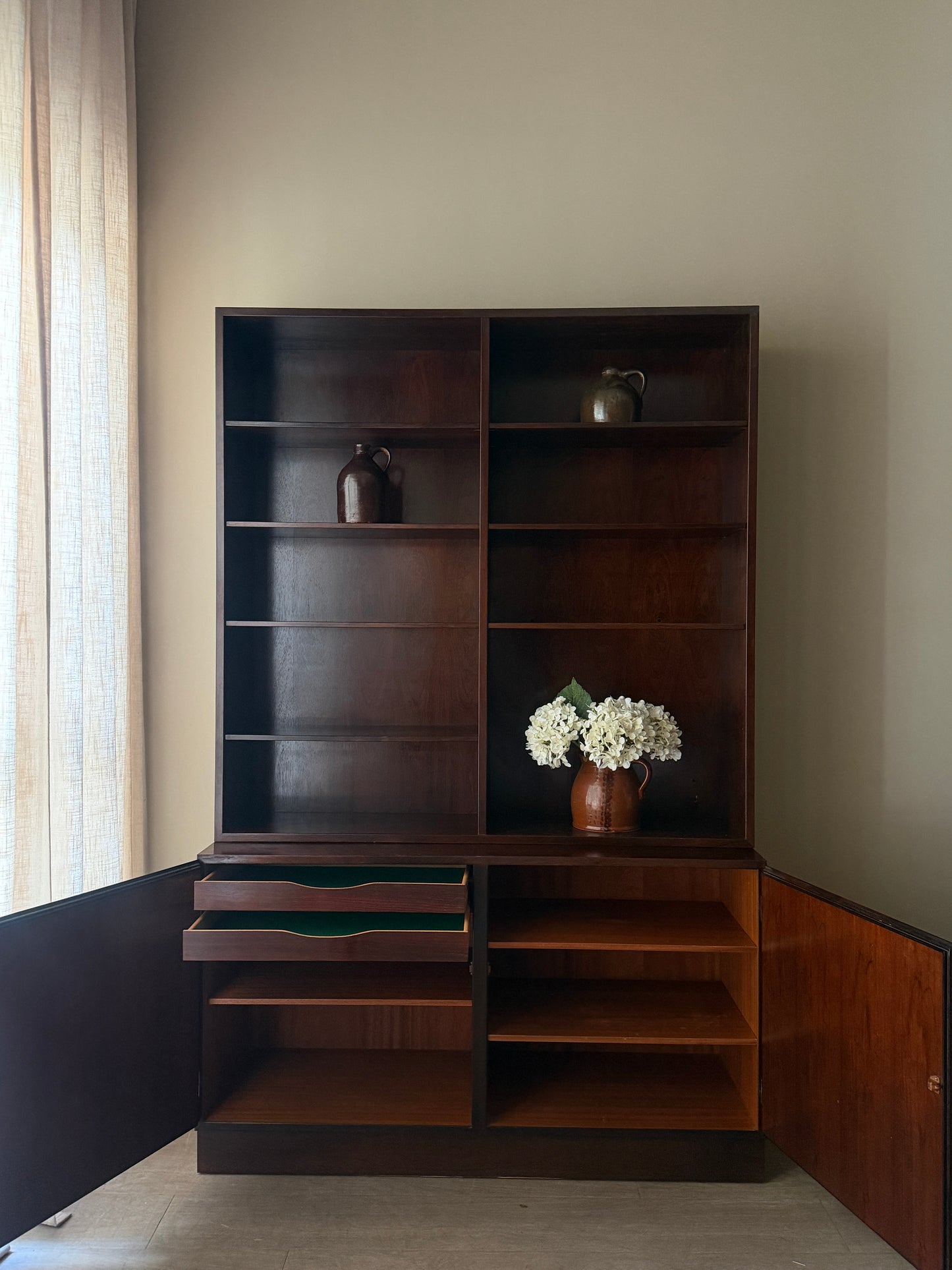 Poul Hundevad two piece rosewood hutch