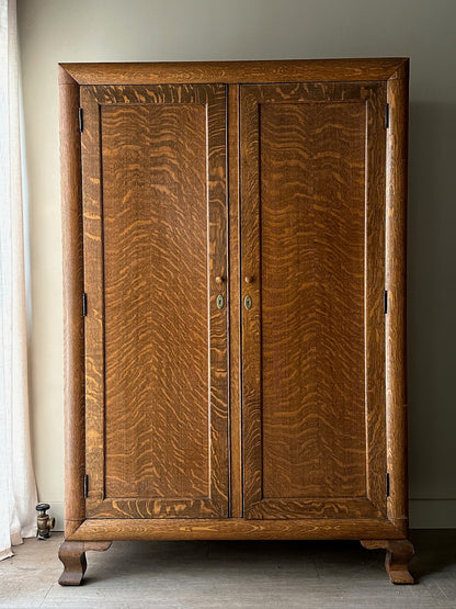 Tiger oak knockdown armoire