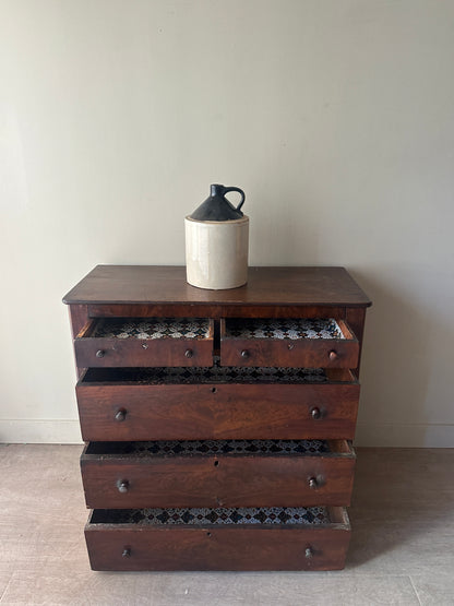 Dark pine 5 drawer dresser