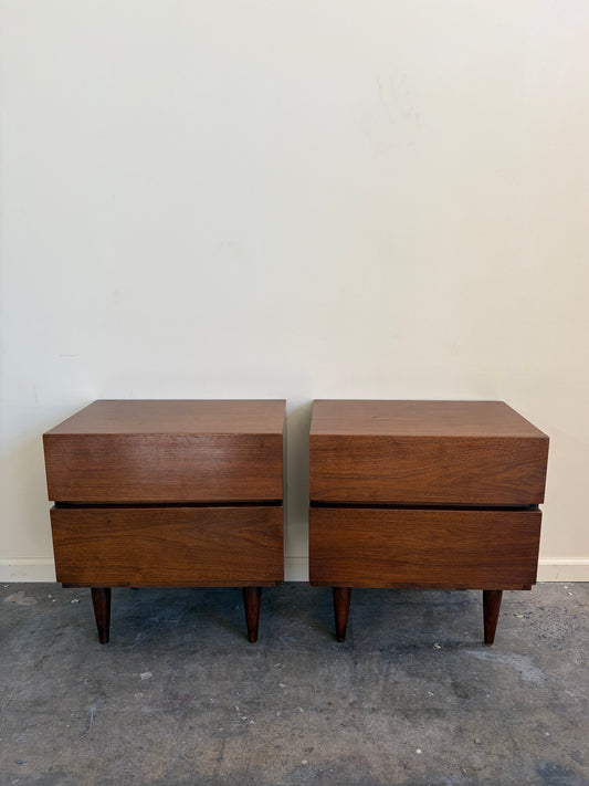 Pair of American of Martinsville Walnut Nightstands