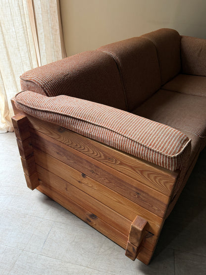 Hans Frydedal pine sofa in striped upholstery