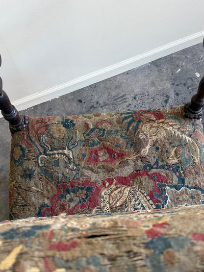 Italian Baroque upholstered walnut armchairs (right)