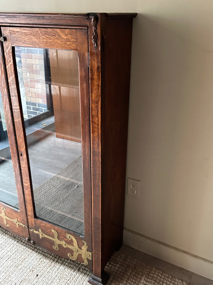 Oak with brass decal display case