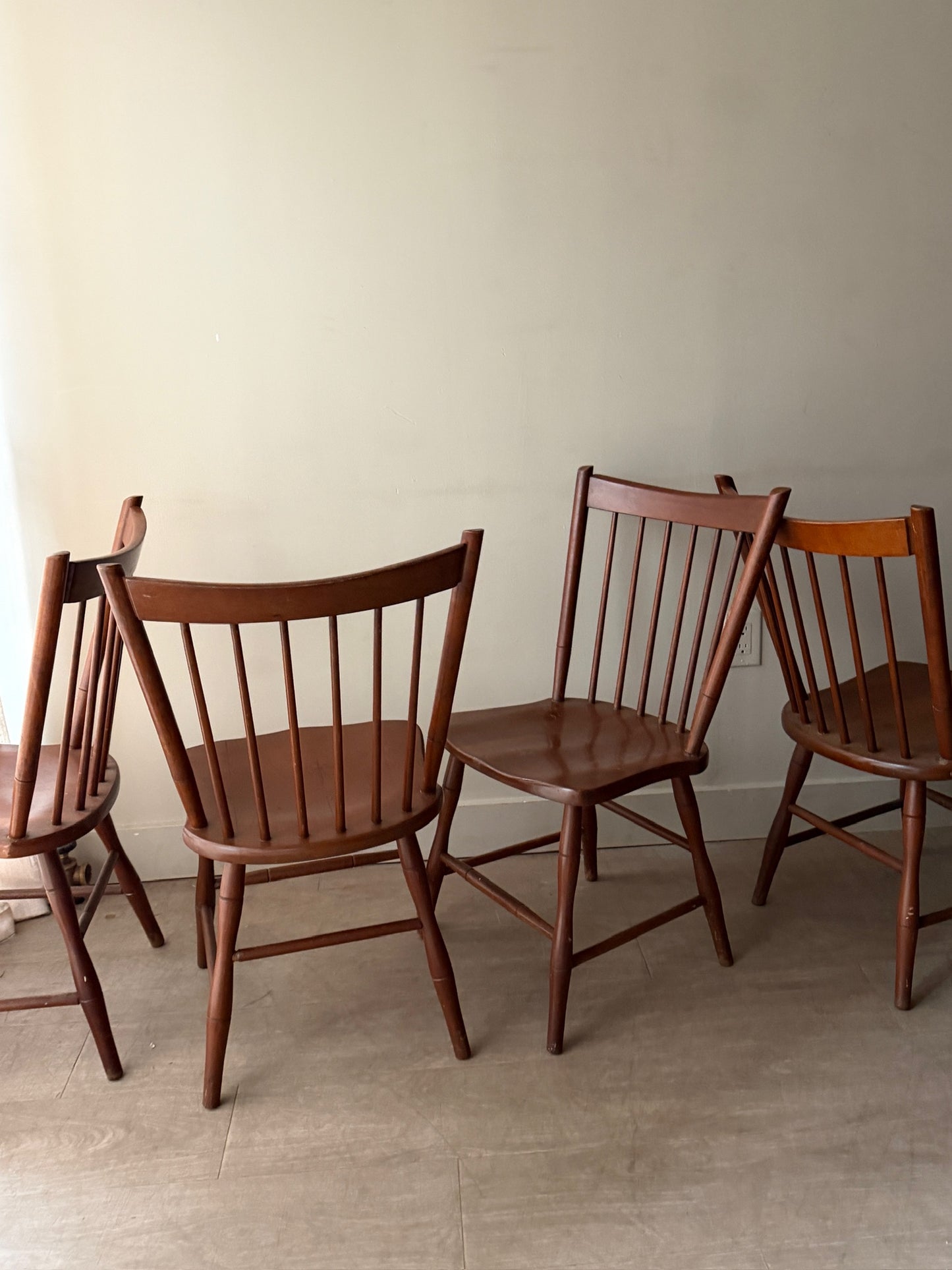 Cherry spindle back chairs. Sold in sets of 2.